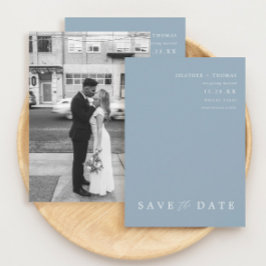 Dusty Blue Modern Wedding Foto rettet Termine Einladung