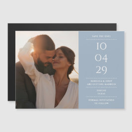 Dusty Blue Modern Wedding Foto Save the Date Magneteinladung