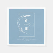 Dusty Blue Modern Wedding Monogram Serviette (Vorderseite)