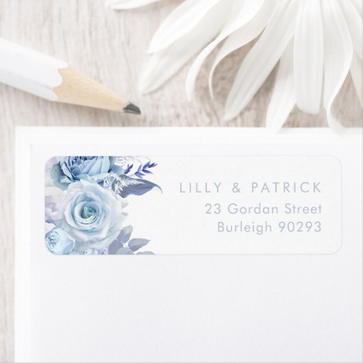 Dusty Blue Modern Wedding Rücksendeadresse (Insitu)
