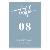 Dusty Blue Modern Wedding Tischnummer (Rückseite)