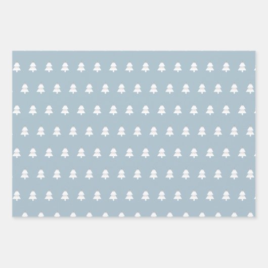 Dusty Blue & Modern White Christmas Tree Geschenkpapier Set (Vorderseite 2)