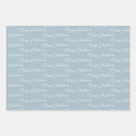 Dusty Blue & Modern White Christmas Tree Geschenkpapier Set (Vorderseite)