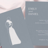 Dusty Blue moderne Handgemälde Couple Wedding Einladung