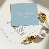 DUSTY BLUE Moderner CHIC Minimal QR Code Quadratische Visitenkarte