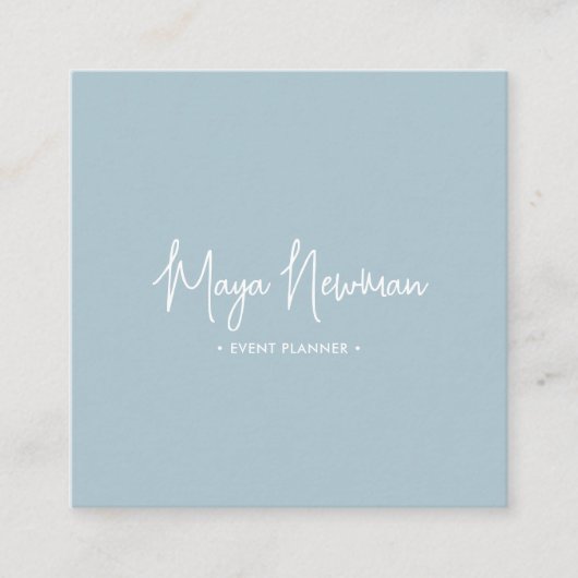 DUSTY BLUE Moderner CHIC Minimal QR Code Quadratische Visitenkarte (Vorderseite)