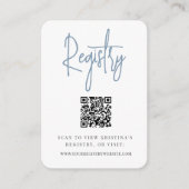 Dusty Blue | Modernes Script QR Code Bridal Regist Begleitkarte (Vorderseite)