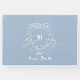 Dusty Blue Monogram Baby Showbook Gästebuch