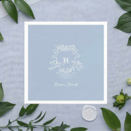 Dusty Blue Monogram Baby Showdusche Napkins Serviette