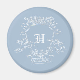 Dusty Blue Monogram Baby Shower Fevor Magnet