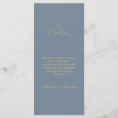 Dusty Blue Monogram Botanical Minimalistisch Weddi Menükarte (Rückseite)