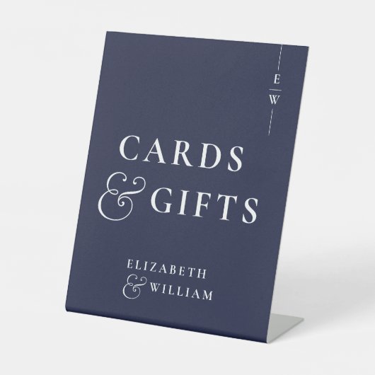 Dusty Blue Monogram Cards und Geschenke Sockelschild (Vorderseite)