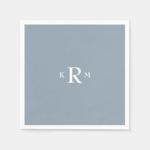 Dusty Blue Monogram Cocktail Napkins Serviette