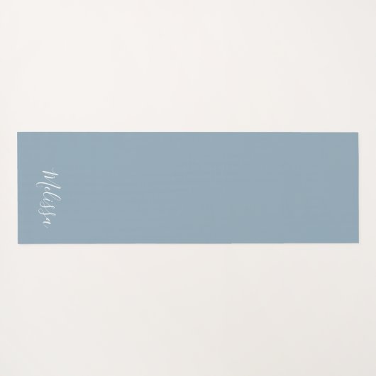 Dusty Blue Monogram Custom Simple Yogamatte (Rückseite (Horizontal))