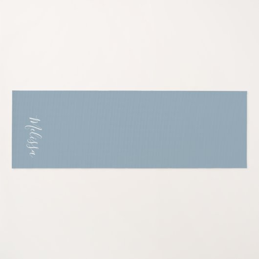 Dusty Blue Monogram Custom Simple Yogamatte (Vorderseite (Horizontal))