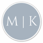 Dusty Blue Monogram Elegant Einfache Minimale Hoch Aufkleber (Vorderseite)