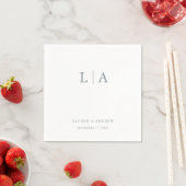 Dusty Blue Monogram Elegant Simple Wedding Napkins Serviette (Beispiel)