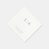 Dusty Blue Monogram Elegant Simple Wedding Napkins Serviette (Ecke)