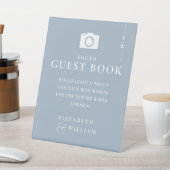 Dusty Blue Monogram Foto Guest Book Wedding Sockelschild (In SItu)