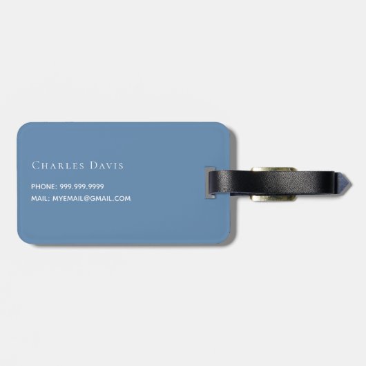 Dusty Blue Monogram Gepäckanhänger (Rückseite horizontal)