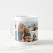 Dusty Blue | Monogram Grid Foto Collage Kaffeetasse (Vorderseite Links)