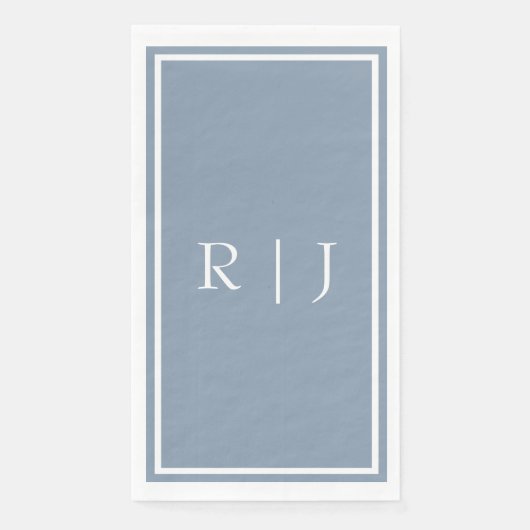 Dusty Blue Monogram Individuelle Name Elegant Wedd Serviette (Vorderseite)