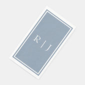 Dusty Blue Monogram Individuelle Name Elegant Wedd Serviette (Ecke)