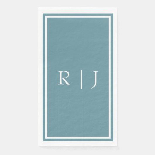 Dusty Blue Monogram Individuelle Name Simple Weddi Serviette (Vorderseite)