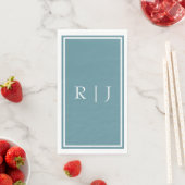 Dusty Blue Monogram Individuelle Name Simple Weddi Serviette (Beispiel)