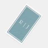 Dusty Blue Monogram Individuelle Name Simple Weddi Serviette (Ecke)