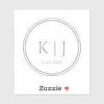 Dusty Blue Monogram Initial Minimal Trendy Wedding Aufkleber<br><div class="desc">Printed with monogram initials for couples in custom dusty blue color great for weddings,  engagements,  anniversay etc (which you can edit,  change and personalize) in simple,  elegant design!</div>