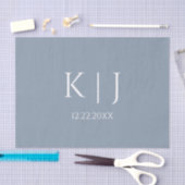 Dusty Blue Monogram Initial Minimal Trendy Wedding Seidenpapier (Handwerk)