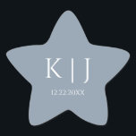 Dusty Blue Monogram Initial Minimal Trendy Wedding Stern-Aufkleber<br><div class="desc">Printed with monogram initials for couples in custom dusty blue color great for weddings, engagements, anniversay etc (which you can edit, change and personalize) in simple, elegant design!</div>