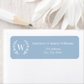 Dusty blue monogram initial wreath return address (Insitu)