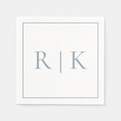 Dusty Blue Monogram Initials Classy Wedding Serviette (Vorderseite)