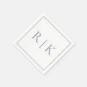 Dusty Blue Monogram Initials Classy Wedding Serviette (Ecke)