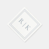 Dusty Blue Monogram Initials Minimale Hochzeit Serviette (Ecke)