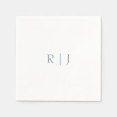Dusty Blue Monogram Initials Minimale Hochzeit Serviette (Vorderseite)