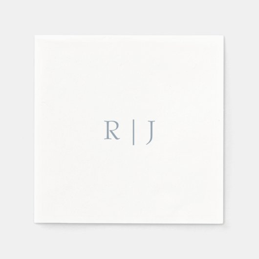 Dusty Blue Monogram Initials Minimale Hochzeit Serviette (Vorderseite)