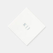 Dusty Blue Monogram Initials Minimale Hochzeit Serviette (Ecke)