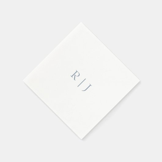 Dusty Blue Monogram Initials Minimale Hochzeit Serviette (Ecke)