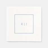 Dusty Blue Monogram Initials Modern Wedding Serviette (Vorderseite)