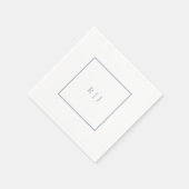 Dusty Blue Monogram Initials Modern Wedding Serviette (Ecke)