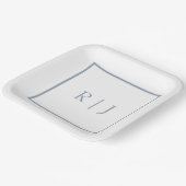 Dusty Blue Monogram Initials Simple Wedding Pappteller (Gewinkelt)