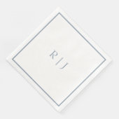 Dusty Blue Monogram Initials Simple Wedding Serviette (Ecke)