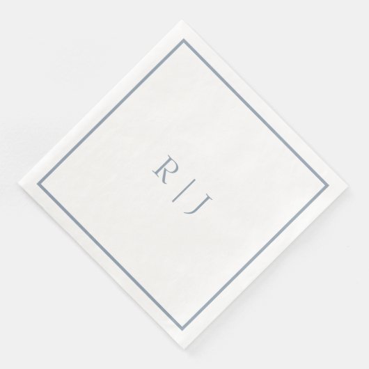 Dusty Blue Monogram Initials Simple Wedding Serviette (Ecke)