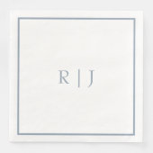Dusty Blue Monogram Initials Simple Wedding Serviette (Vorderseite)