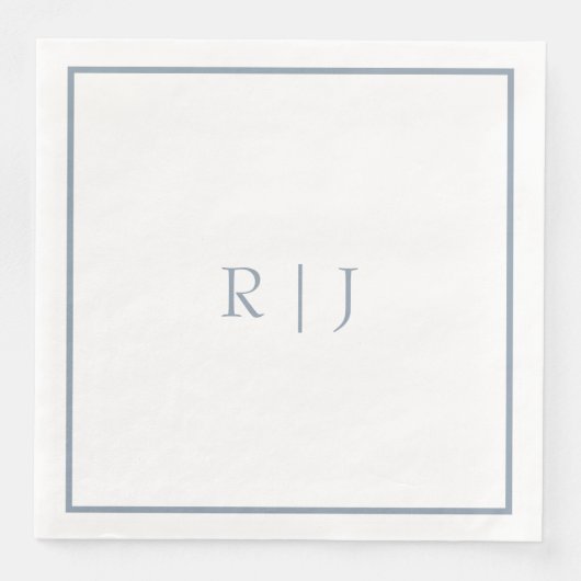 Dusty Blue Monogram Initials Simple Wedding Serviette (Vorderseite)