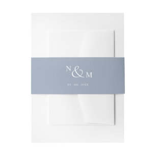 Dusty Blue Monogram Modern Simple Wedding Einladungsbanderole