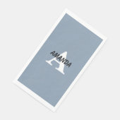 Dusty Blue Monogram Name Brautparty Geburtstag Serviette (Ecke)